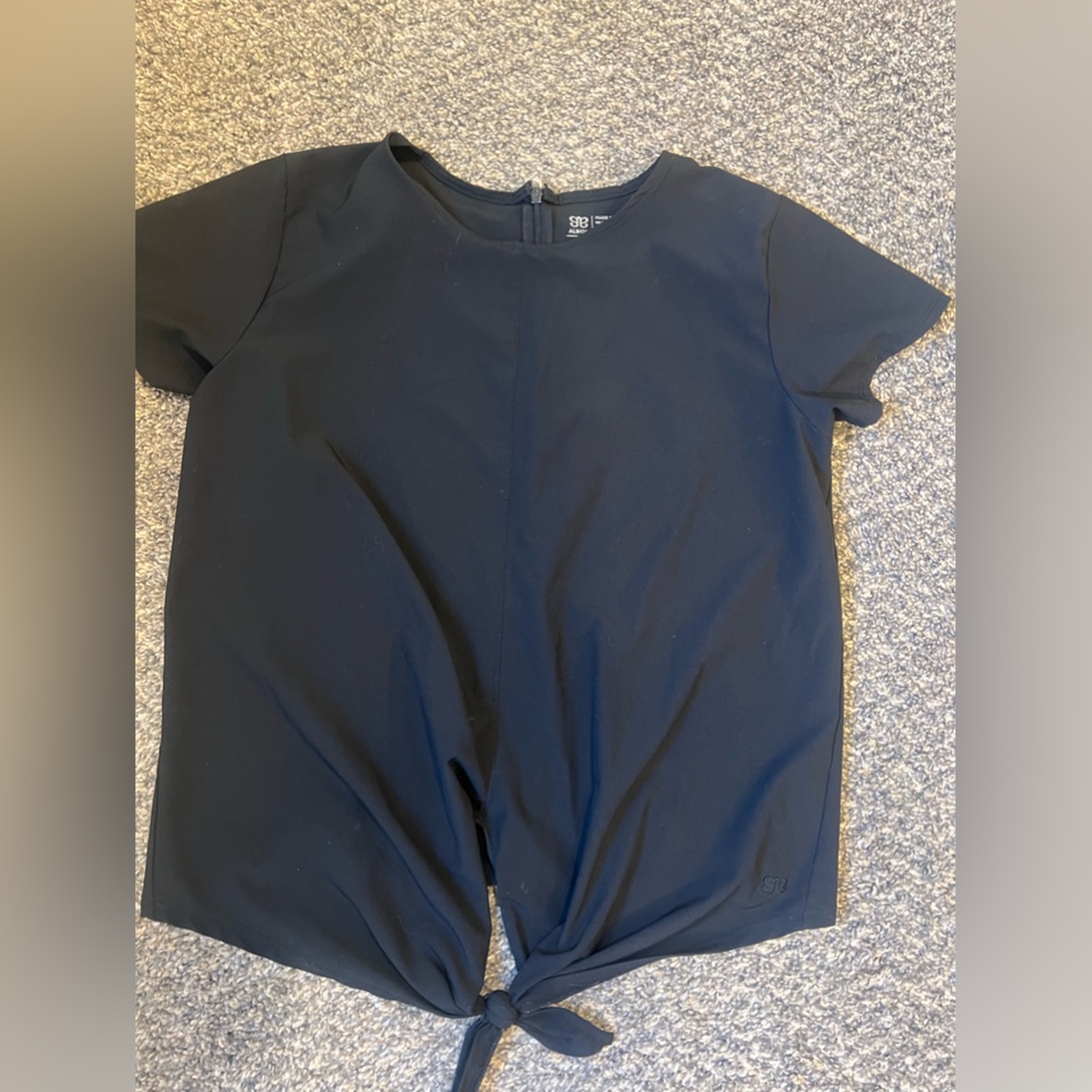Albion Fit Women’s Shirt Black Tie-Front Casual